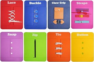 Learn to Dress Practice Board for Seniors with Alzheimer's and Dementia, Busy Board with Zipper, Button, Buckle and Lace for Basic Life Skills and Fine Motor Skills Development