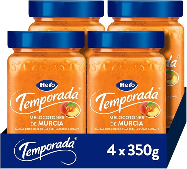 8x350gr Mermeladas Hero Melocotón Temporada