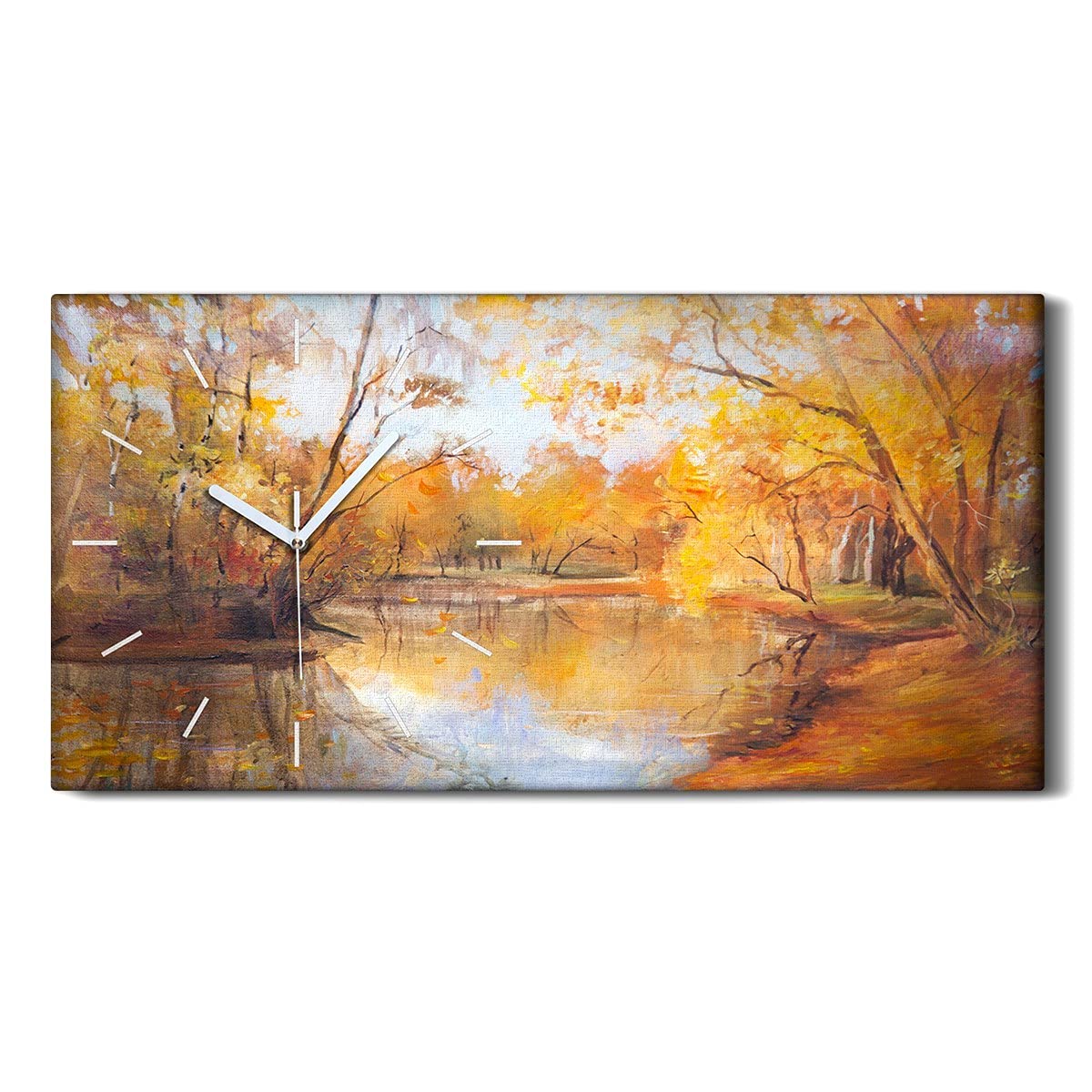 Horloge sur Toile Forêt d'Automne 60x30cm au Mécanisme Silencieux