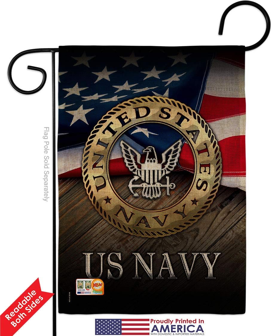 US Navy Burlap Garden Flag Set Wall Hanger Armed Forces USN Seabee United State American Military Veteran Retire Official Small Decorative Gift Yard House Banner Double-Sided Made In USA 13 X 18.5