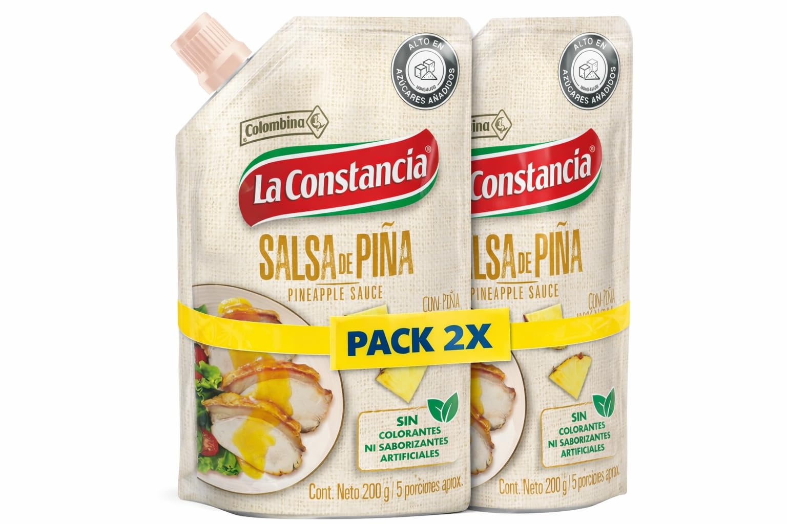 Colombina La Constancia Doy Pack Salsa de Piña 200 g x 2 Pack