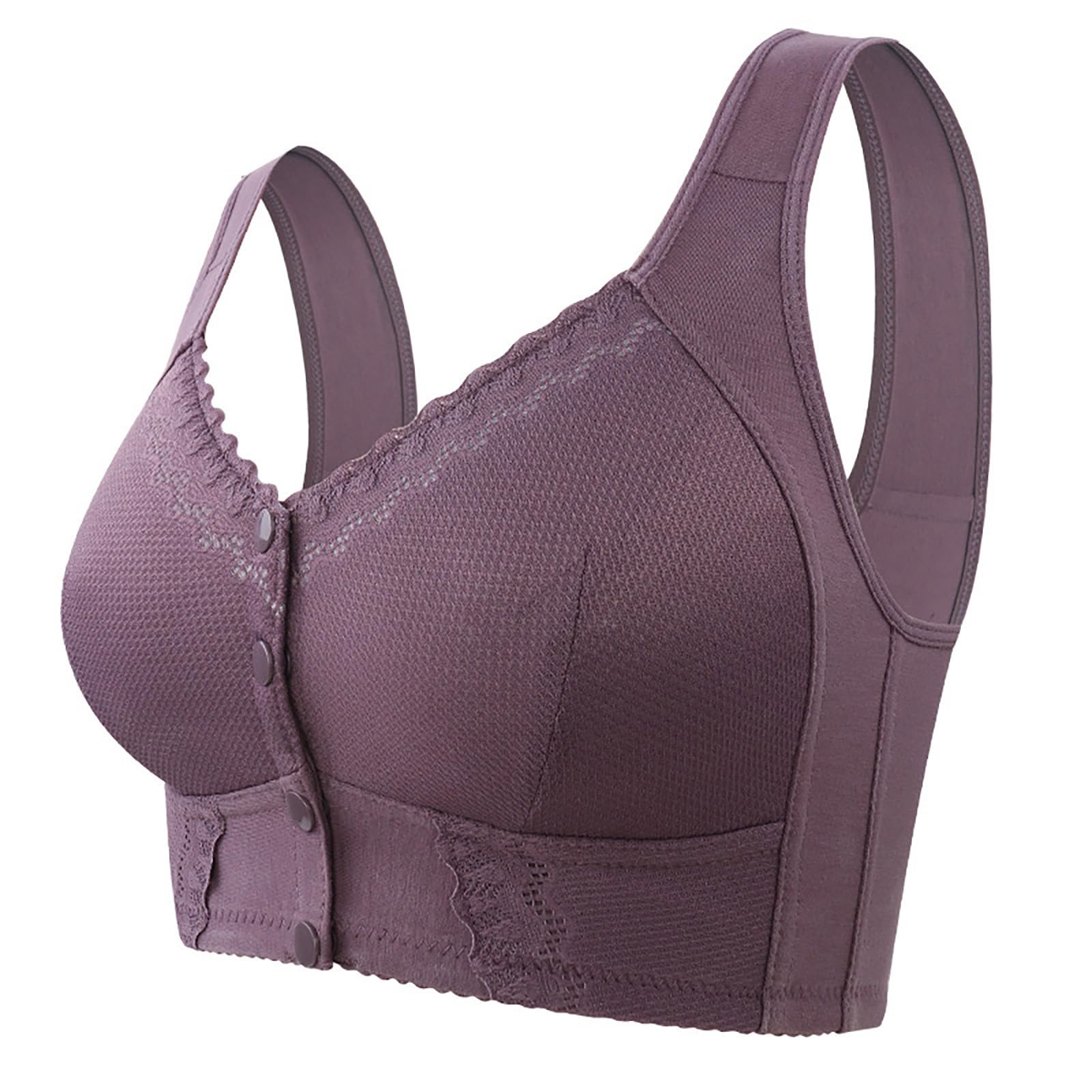 Confezione da 2 reggiseni da donna senza ferretto, reggiseni da donna senza ferretto, supporto completo, chiusura frontale, morbidi reggiseni senza ferretto per donne reggiseno grande leggero