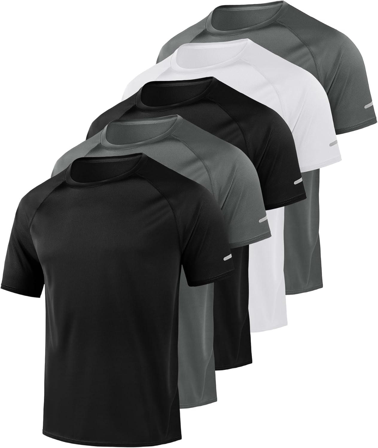 Little Beauty 5 Pack Workout T Shirts for Men Mesh Fast Dry Gym Shirts Moisture Wicking Short Sleeve T-Shirt