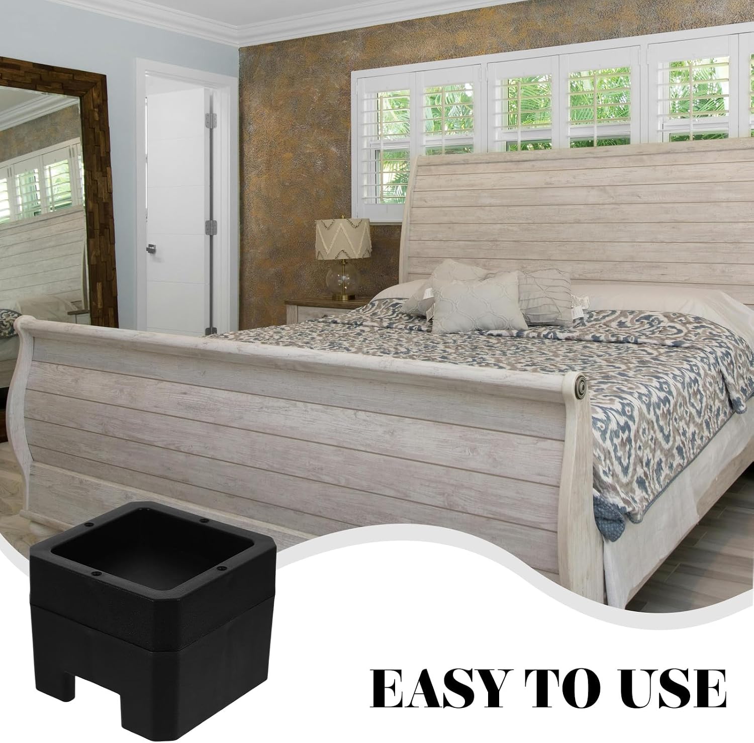Cabilock 4pcs Bed Risers for Caster Wheels 2-inch Multifunctional Bed Lift Risers Furniture Supports Prevent Sliding Protect Floors Suitable for Bedroom and Living Room