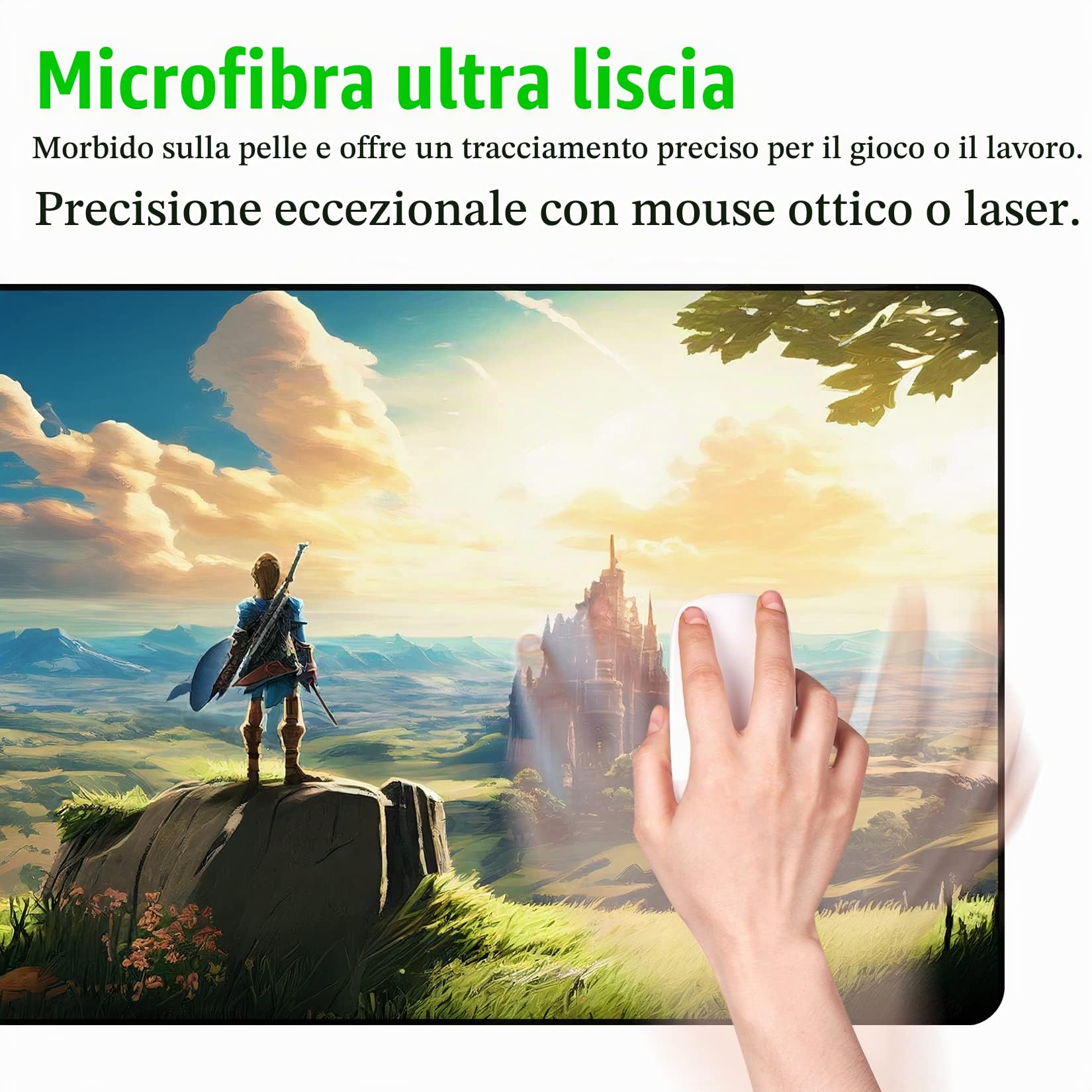 Legend of Zelda - Tappetino per mouse da gioco XXL, extra large, per tastiera e mouse, per casa, ufficio e studio, 80 x 39,9 cm