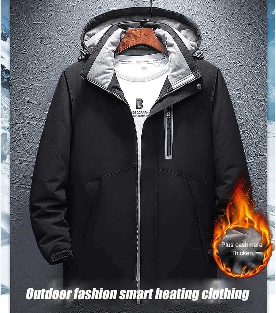LANGWEI Men's Heating Jacket Winter 8 Zone USB Electric Heated Clothes Charging Waterproof Outdoor Skiing Coat