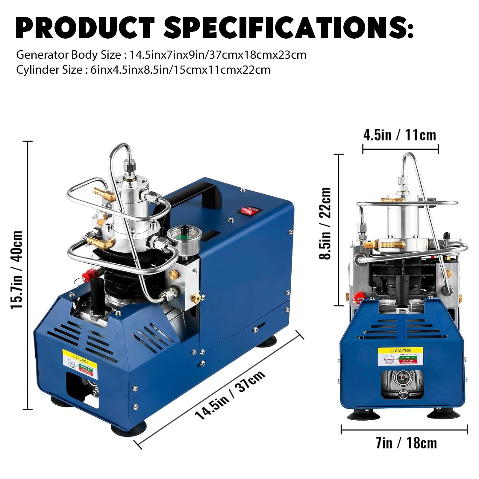 PCP Kompressor 300bar Kompressor Hochdruck Hochdruckluftpumpe1800W 30Mpa 4500PSI Elektrischer Luftkompressor PCP mit Öl-Wasser-Trenner, Luftpumpe für Druckluftpistole, Paintball-Tank