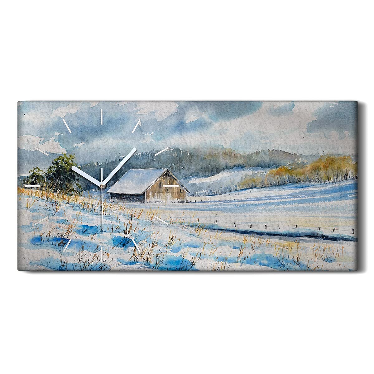 Horloge sur toile silencieuse ne pas tic tac déco murale aquarelle 60x30cm