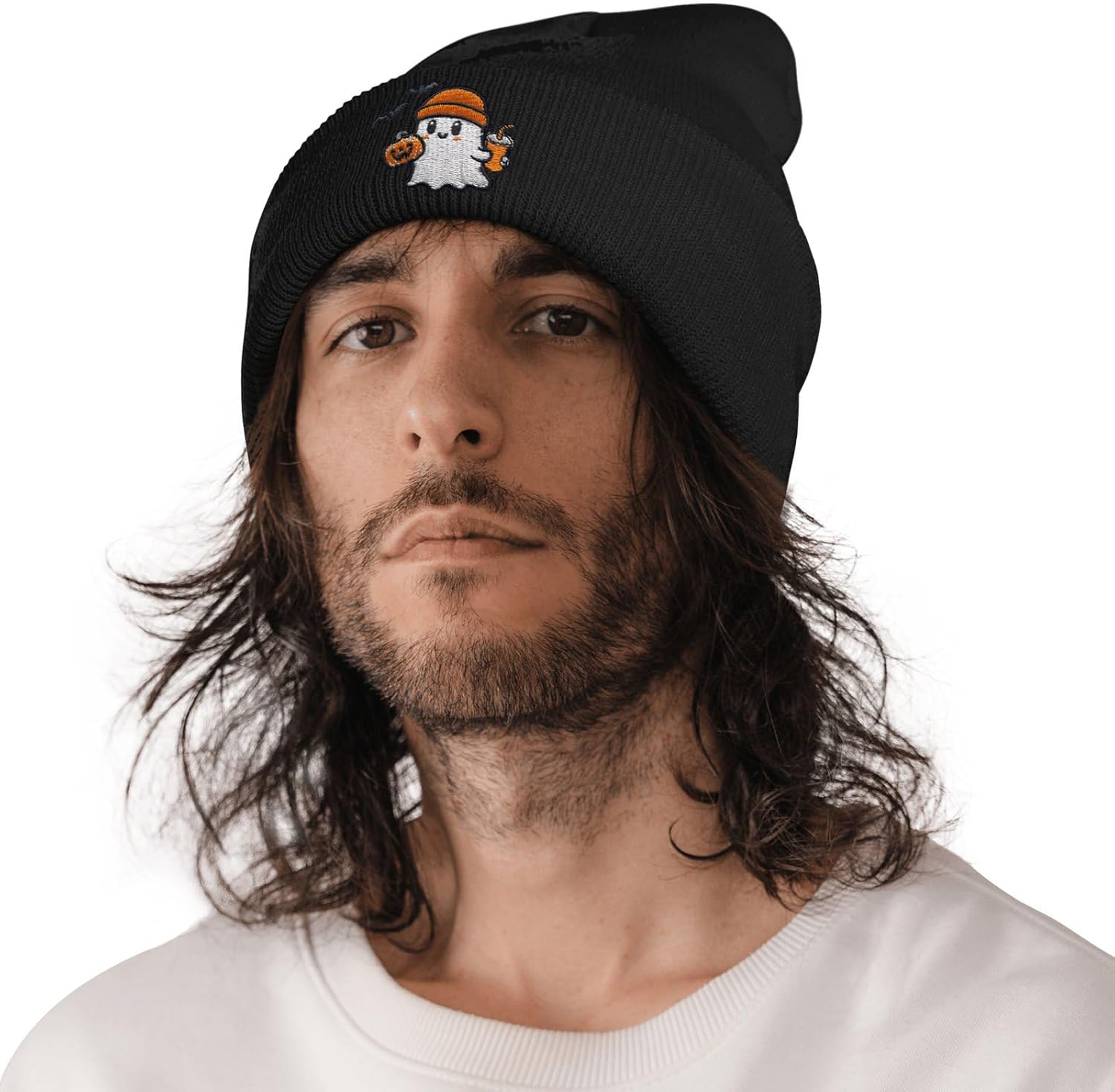 Cute Frog Skeleton Embroidered Beanie Knit Hat for Men Women, Halloween Goth Graphic Winter Black Skull Cap - Image 6