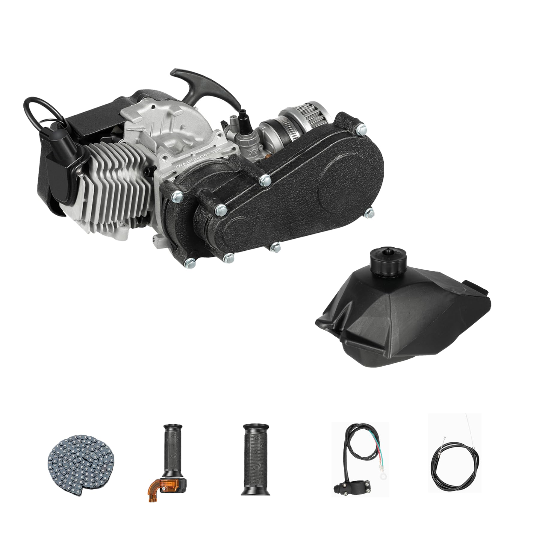 Motore Goddlgjik 49cc, 2 tempi a benzina con serbatoio carburante, 1,9 KW motore per Pocketbike, con avviamento a fune e accensione elettronica, per Pocketbikes, Mini Dirtbikes, Strandbikes, Quads e