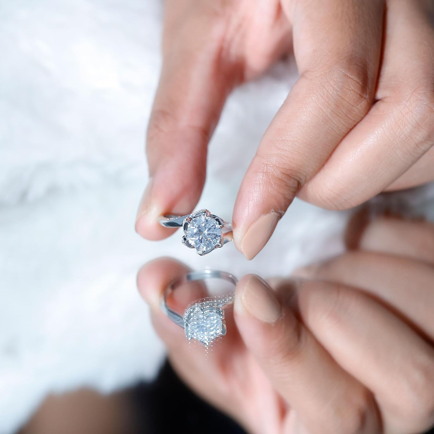 Certified 2 Carat Moissanite Engagement Ring in Silver, D-Vs1 Quality, Moissanite Bypass Ring - Gift For Special Occasions