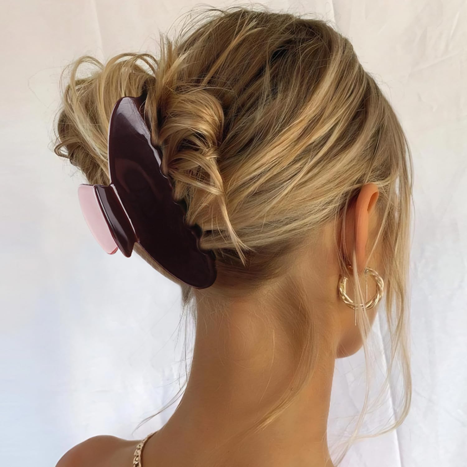 MAORULU Premium Durable Acetate Hair Claw Clips for Women Girls, 4 Inch Large Cute Jaw Clip for Thick or Thin Hair, Vintage Y2K Hair Clips, Dark Brown