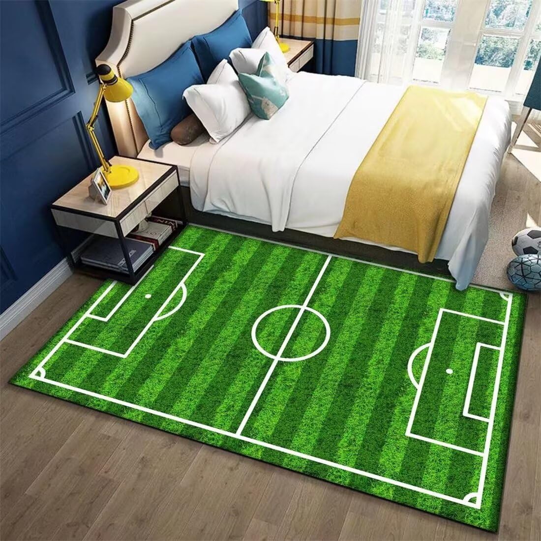 Tapis de sol de football 70x140cm facile d'entretien pour une déco salon moderne