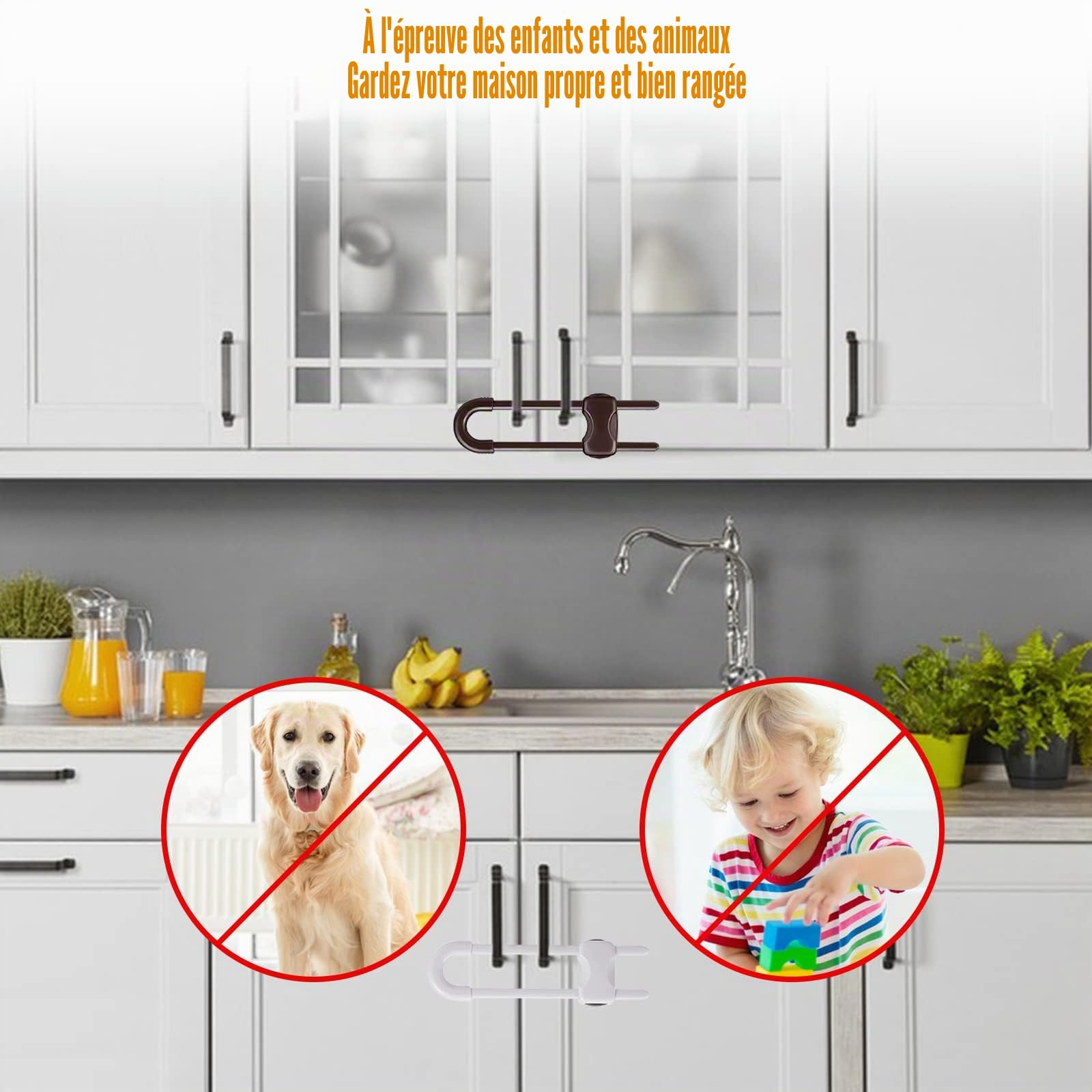 RUIJIE Bloc Porte Securite de Placard 4 Pièces Bebe , Sécurité Enfant Tiroir Armoires Verrous Cabinet , Protection Sécurite Domestique