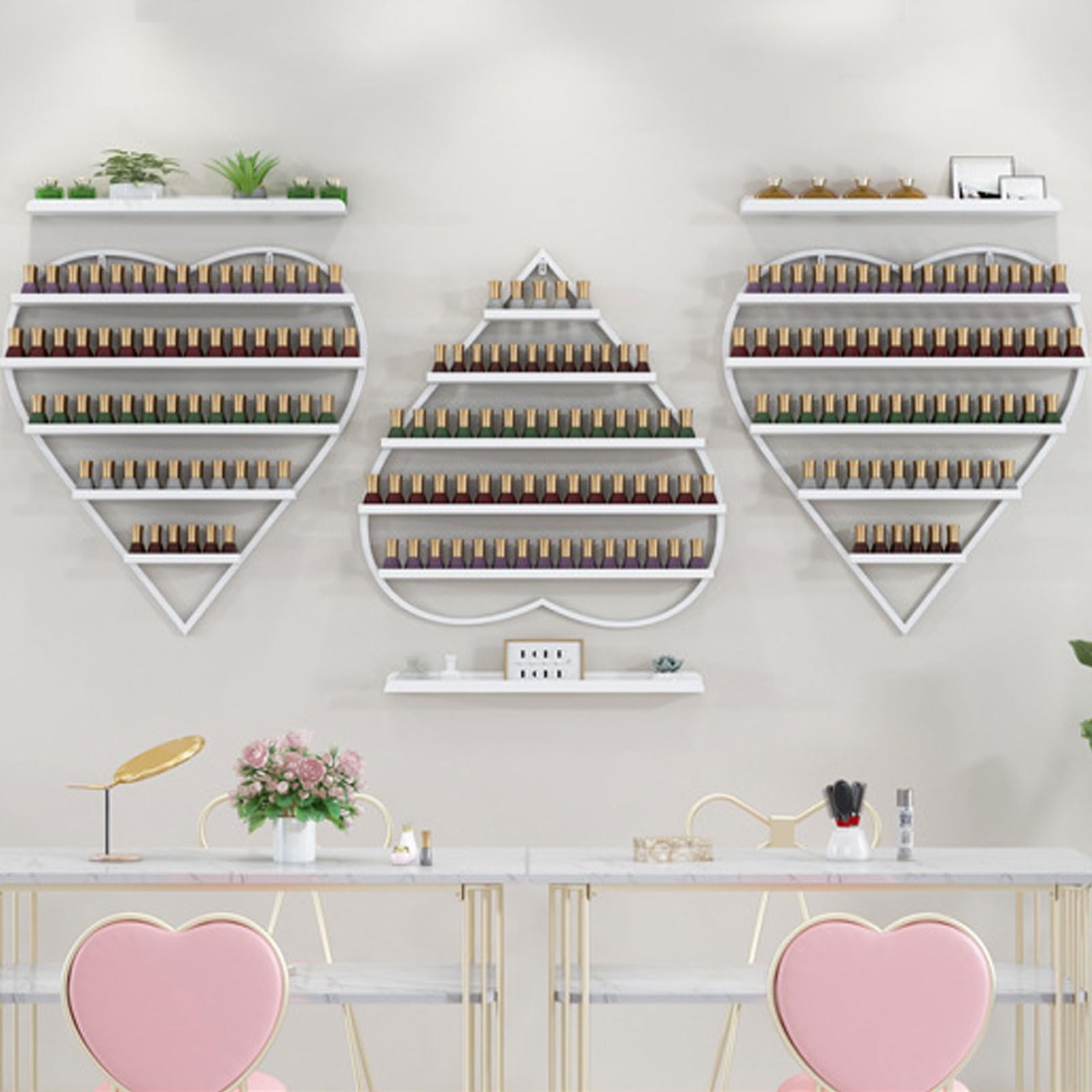 Generic Metal Wall Mount Nail Polish Rack Reasonable Layer Spacing Easy to Take Nail Polish Storage Nail Polish