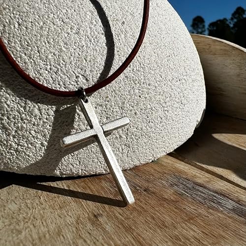 Miniatura 6 de Silver Thin Simple Cross Necklace - Catholic Men Jewelry, Women Religious Gifts, Faith and Believes, Mens Crosses, Father Day, Baptism Ceremony,