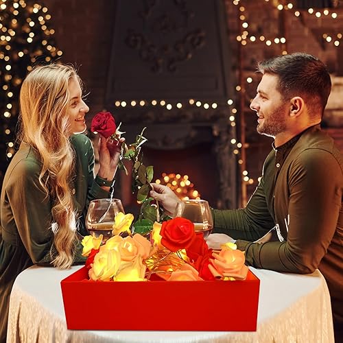 Miniatura 7 de KIMOBER Guirnalda de 30 luces LED de rosas para el día de San Valentín, iluminación alimentada por batería, rosa, blanca, roja, decoración para el