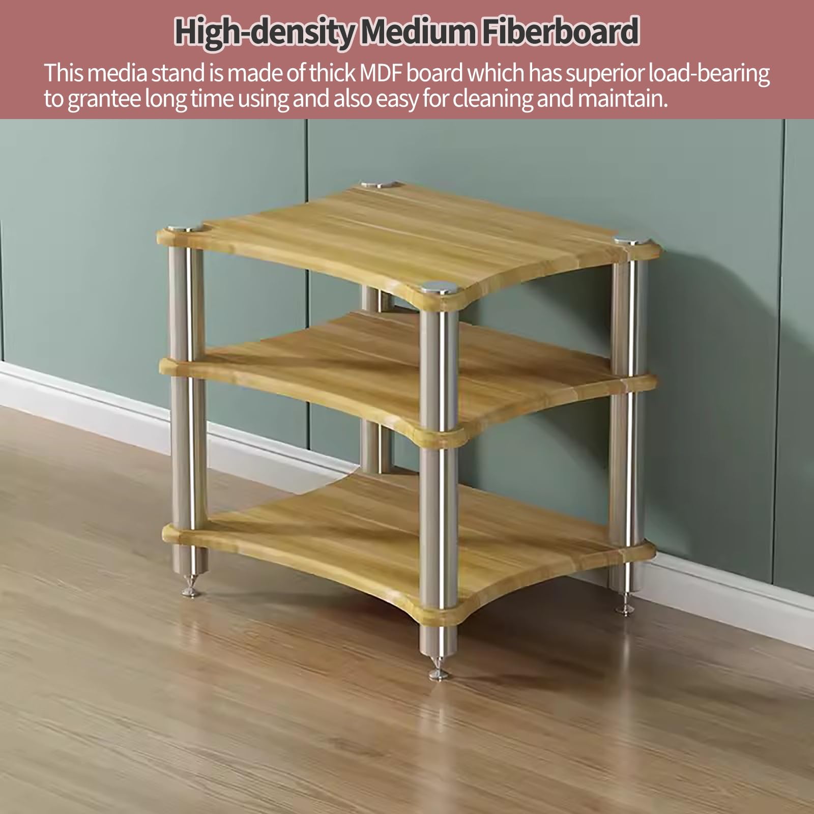 Générique Support Audio Robuste à 1 Niveau, Solution de Rangement Noire élégante pour Petits espaces, étagères Modernes pour Le Salon, Organiseur Durable pour matériel Audio.