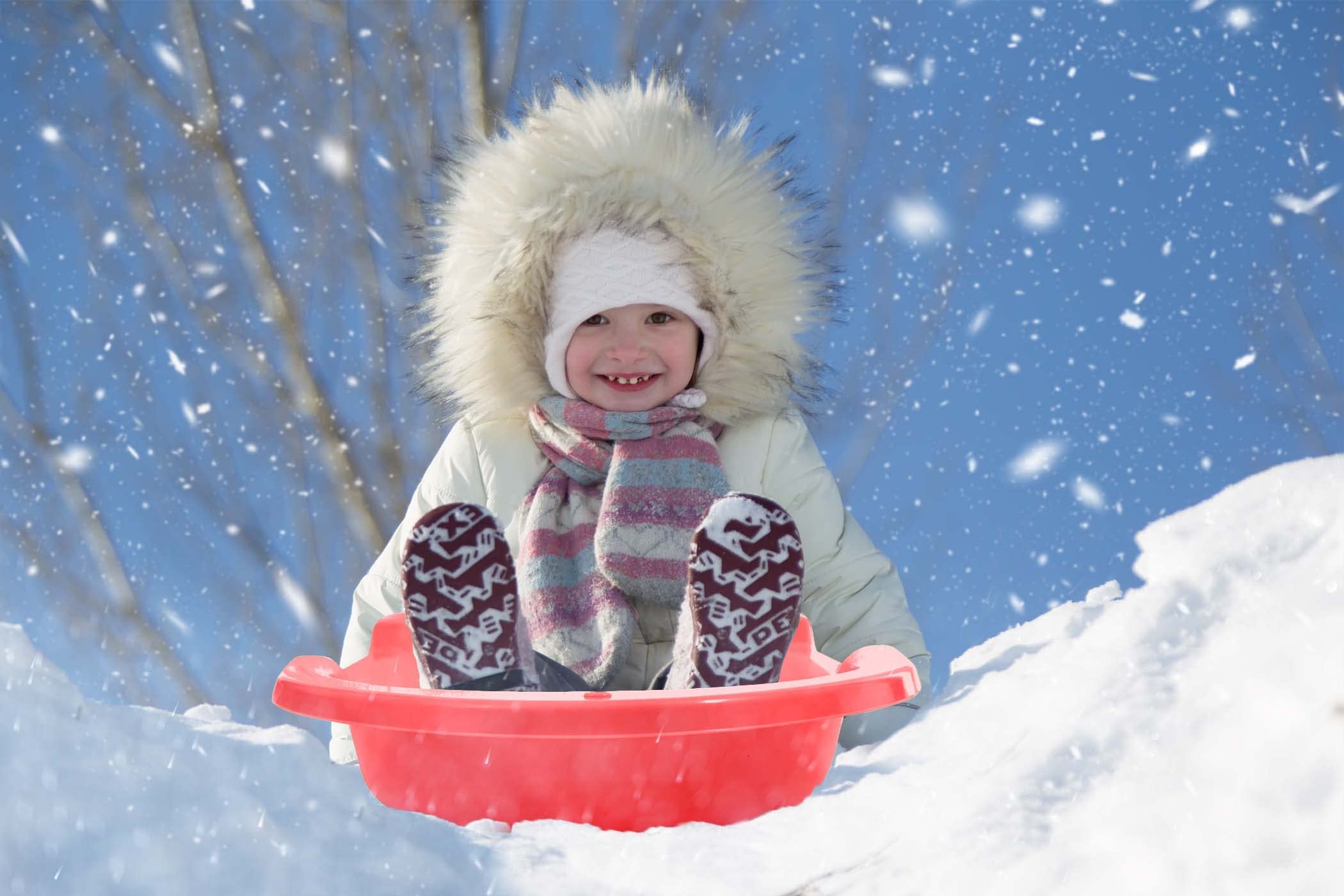 Superio Toboggan – Lot de 6 luges à neige pour enfants et adultes, glissières à dos ouvert en plastique robuste de 116,8 cm avec poignées et trou pour cordes de traction (rops non incluses), amusement