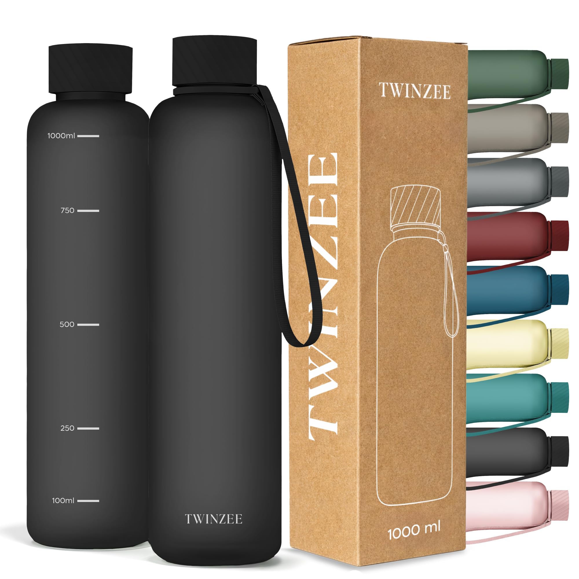 Twinzee Botella Agua 1,5 litro - Sin BPA & Antigoteo, Botella de Agua Deportiva, Oficina, Colegio, Gym, Cantimplora - Tritan Water Bottle, Verde Bosque — view 22