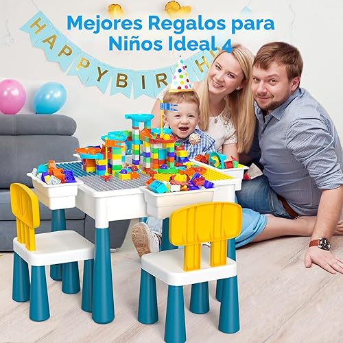 Vista 7 de OCATO Juego de mesa de actividades para niños pequeños con 152 piezas de bloques de construcción grandes de mármol todo en uno, mesas de agua, mesas
