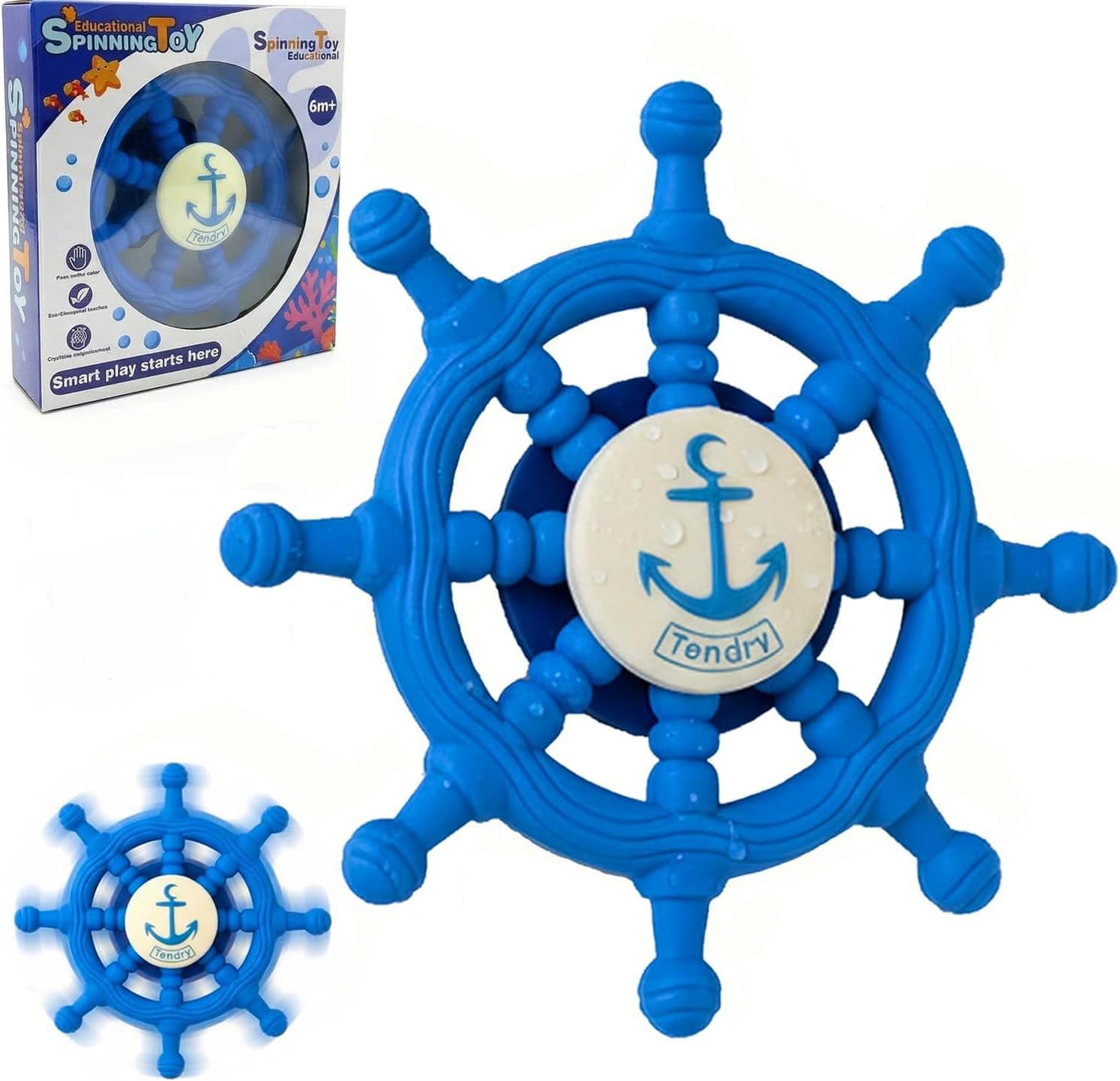 Baby Suction Spinner Toys for Bathtub, Silicone Pink Toddler Bath & High Chair Toys for 1 Year Old Boy/Girl Birthday Gift, Interactive Ship Steering Wheel InfantToy for Car Window Travel