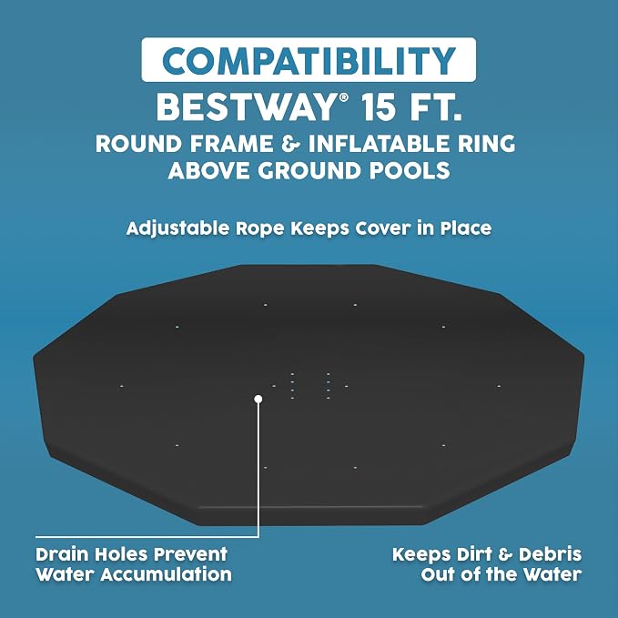 Cobertor Redondo para Piscinas Bestway 15 Pies Negro miniatura 3
