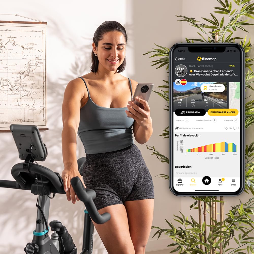 Cecotec Cyclette Indoor con Volano da 20 kg DrumFit Indoor 20000 Race. Cardiofrequenzimetro, Display LCD, Supporto per Dispositivi e Bottiglia, Manubrio Sportivo, Ruote, Sella Regolabile