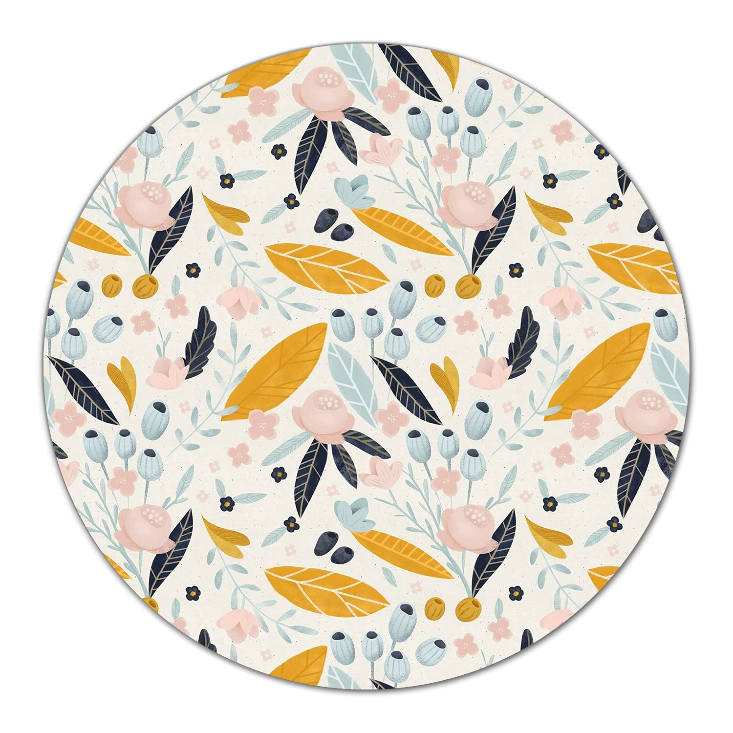 Protection plaque induction verre trempé rond 40 cm aux fleurs aquarelles