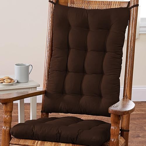 Miniatura 2 de Barnett Home Decor Cojines de silla mecedora de algodón color marrón pato  Tamaño estándar  Relleno de espuma de látex cojín de asiento y respaldo