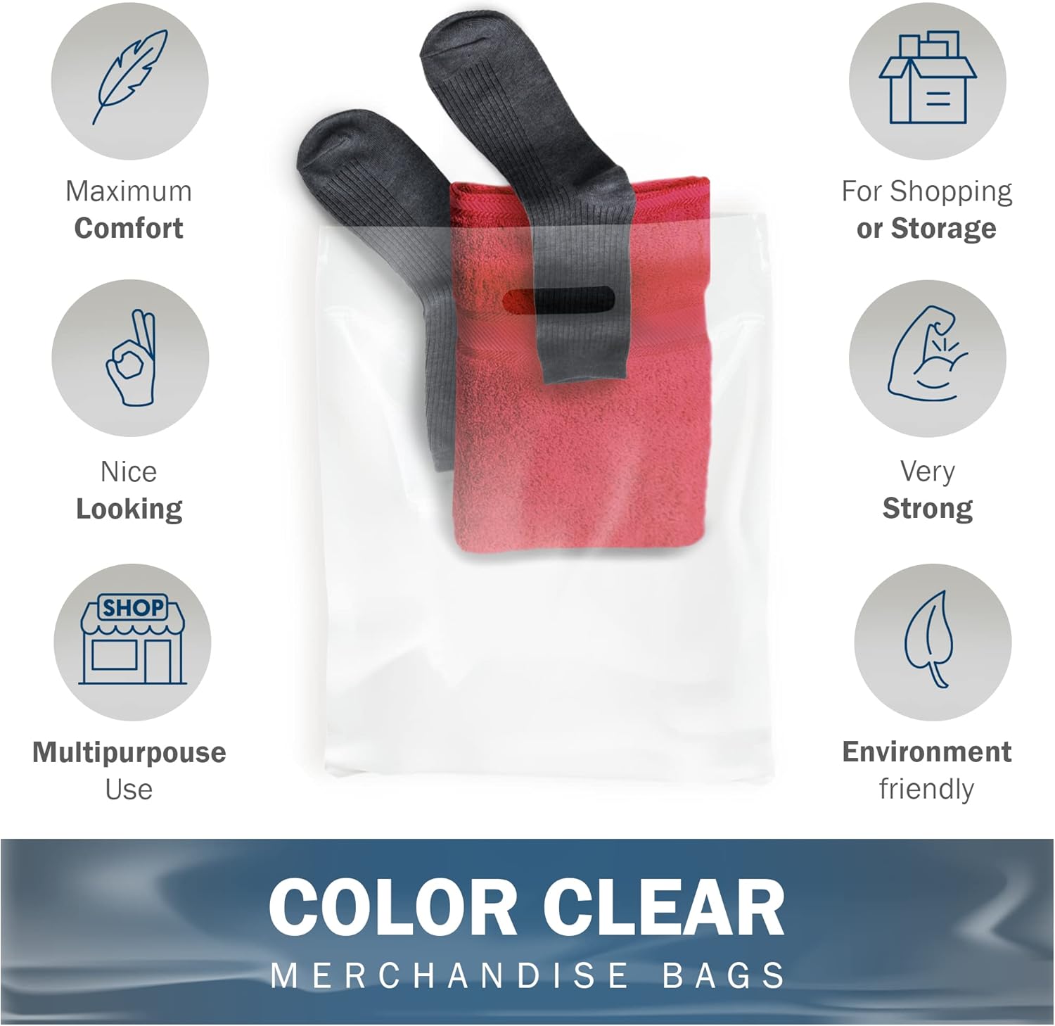 20x22 Clear Plastic Merchandise Bags, Glossy Finish, Extra Large Retail Size, 100 Pack, 2 Mil Thick, with Die-Cut Handles by PPB