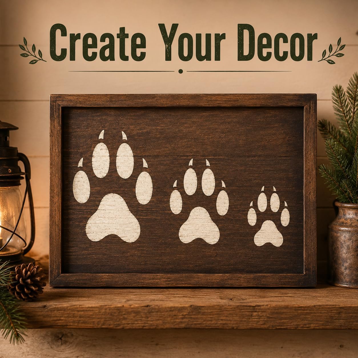 Wolf Paw Stencil | Reusable Dog Wolf Paw Print Stencils for Painting on Wood, Glass, Wall, Rock, Walls, Canvas, Glassware, Spray Painting, Airbrushing | Dog Paw Stencil Template (5"x 8")