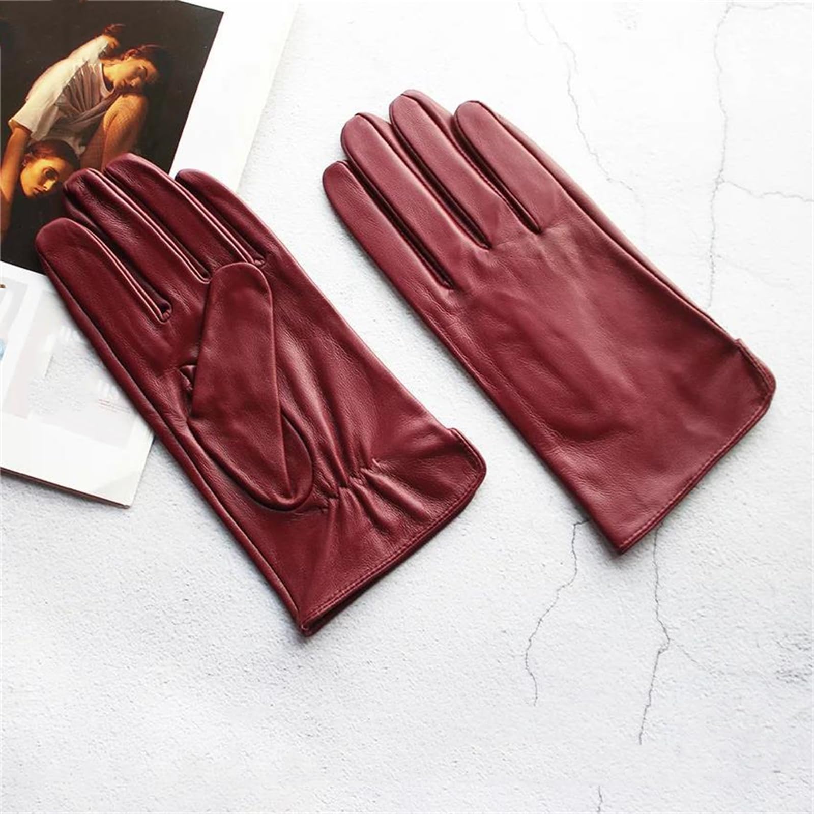 Guantes de piel de oveja auténtica para hombre, delgados, sin forro, para pantalla táctil, mensajes de texto, verano, conducción, motocicleta, equitación
