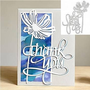 Flowers and Thank You Words Metal Die Cuts,Flowers Leaf Words Tags Frame Festival Cutting Dies Cut Stencils for DIY Photo Decorative Embossing Paper Dies for Scrapbooking Card Making
