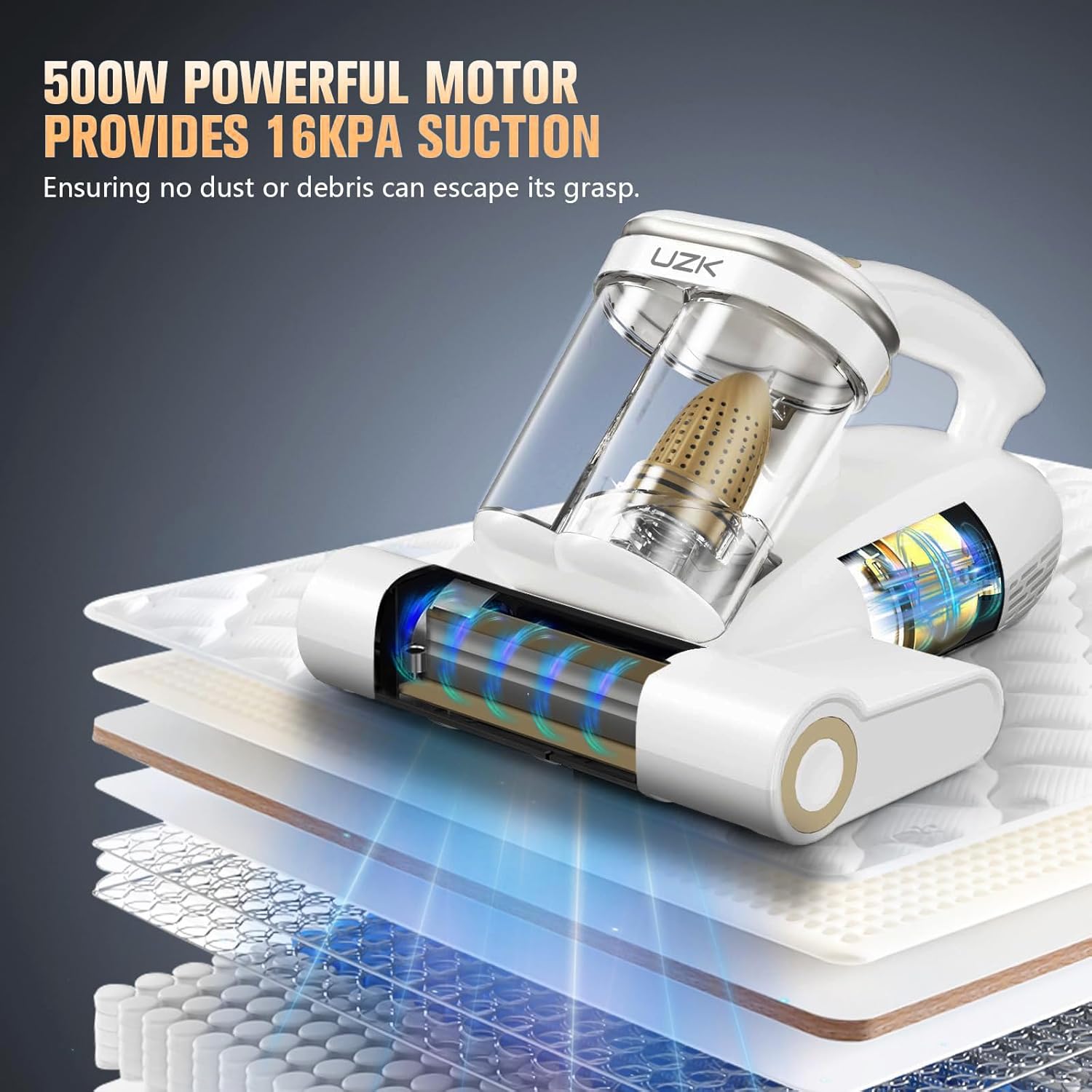 Condition photo showing New/Like New for bed vacuum cleaner mattress vacuum cleaner,16kpa powerful handheld vacuums with uv-c light & double dust cup & high heating & ultrasonic & hepa filter for bed sofa(corded,frost white)