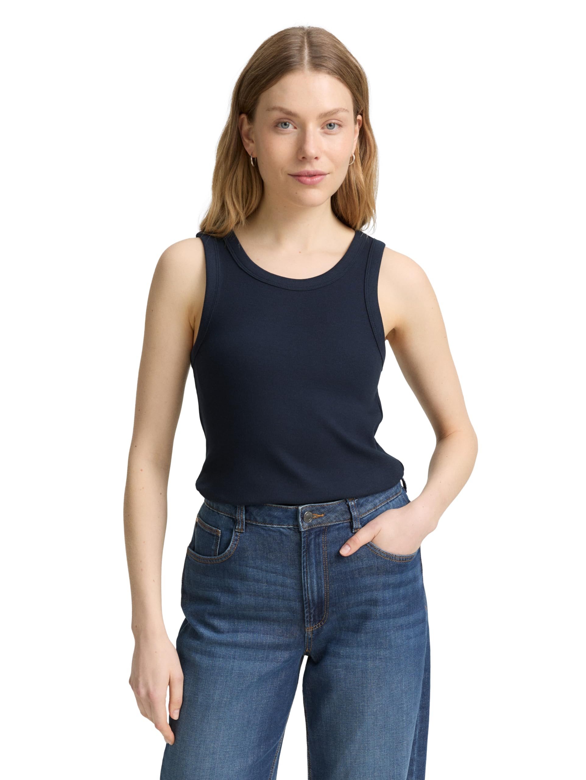 Tom Tailor Damen Top mit Rippstruktur