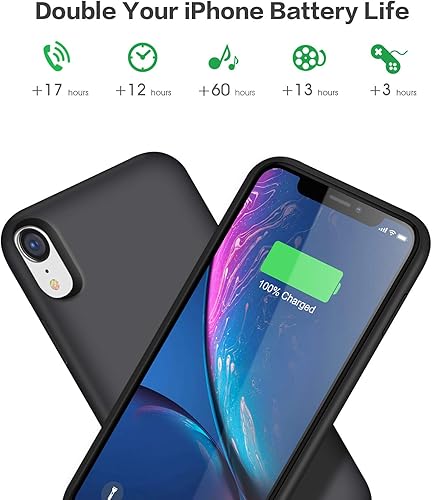 Miniatura 2 de Funda de batería para iPhone XR, funda de carga portátil de 6800 mAh para iPhone XR, batería externa recargable, batería externa, funda protectora