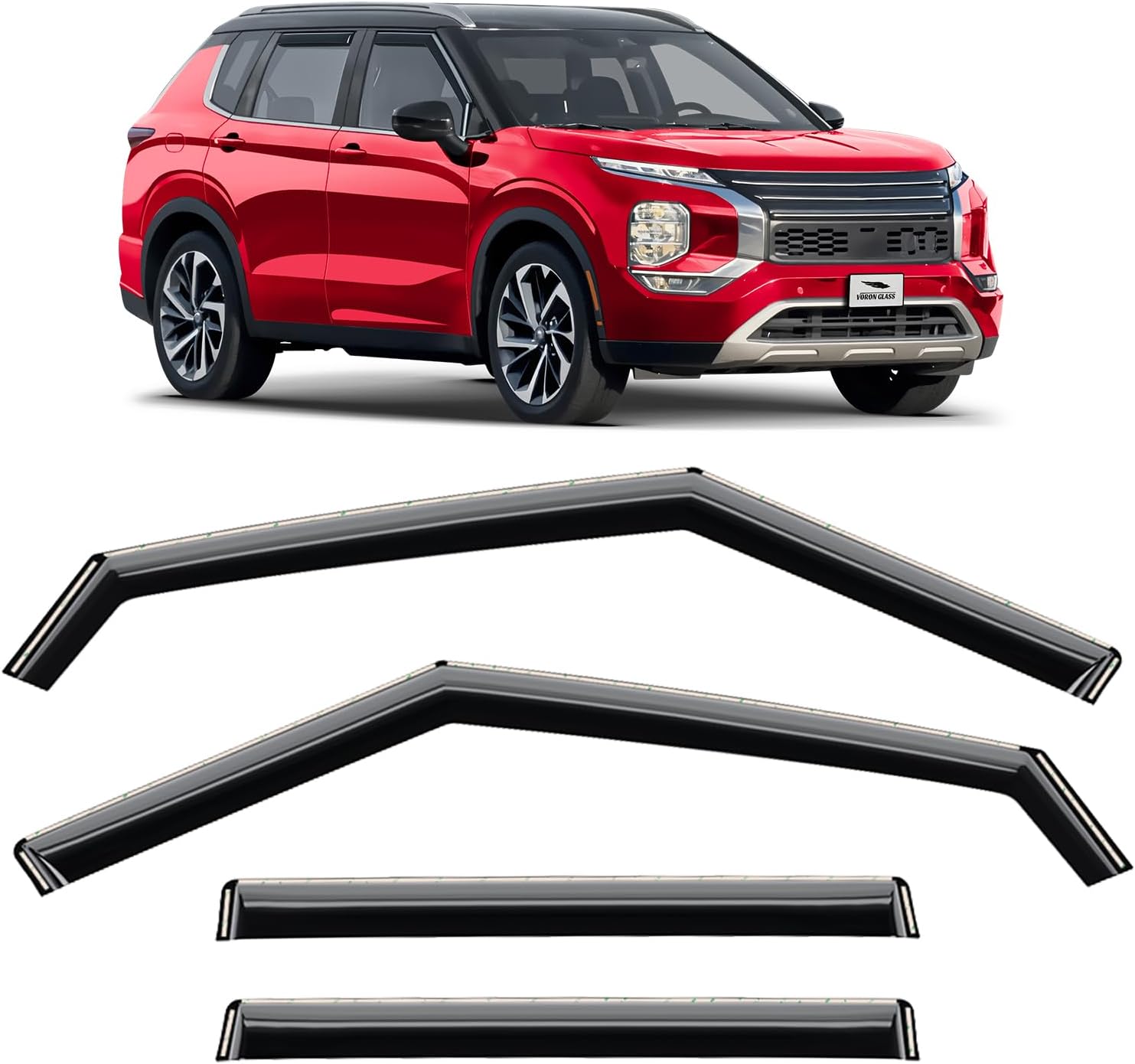 Voron Glass in-Channel Extra Durable Rain Guards for Mitsubishi Outlander 2022-2026, Window Deflectors, Vent Window Visors, 4 Pieces - 200859