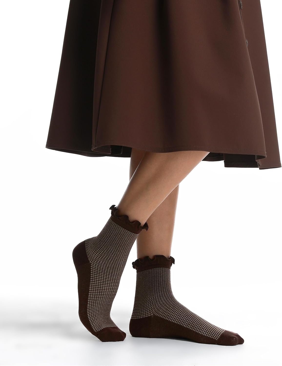 Women Ruffle Socks, Cotton Retro Frilly Striped Socks, Cute Checkered Ankle Sock for Women, Vintage Casual Dress Sock - Image 8