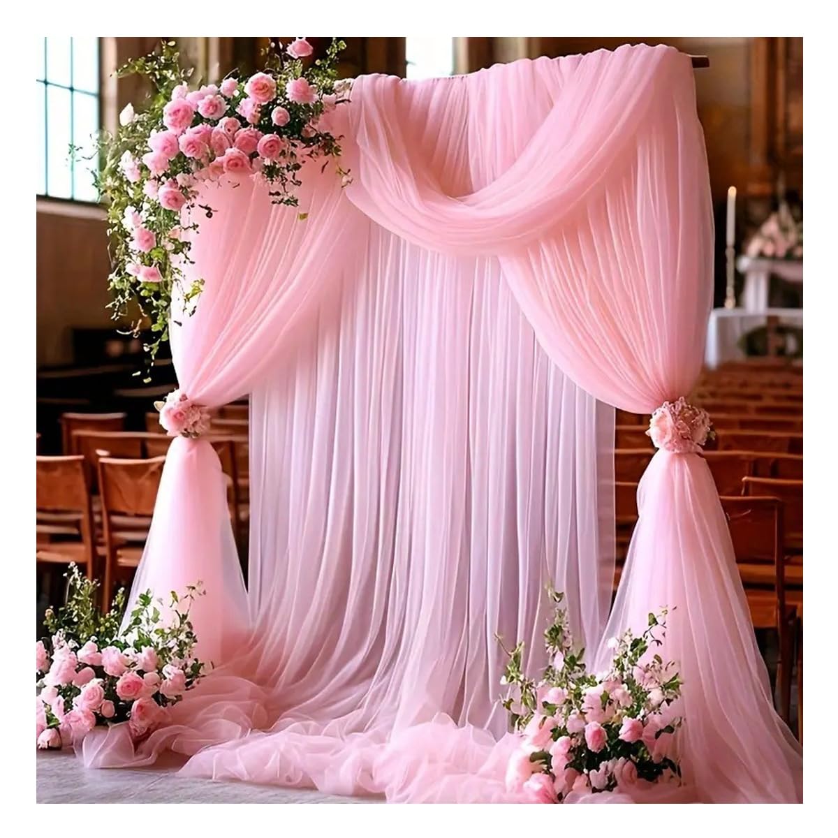 Tissu en tulle rose clair pour tapisserie de fond et rideau de shooting