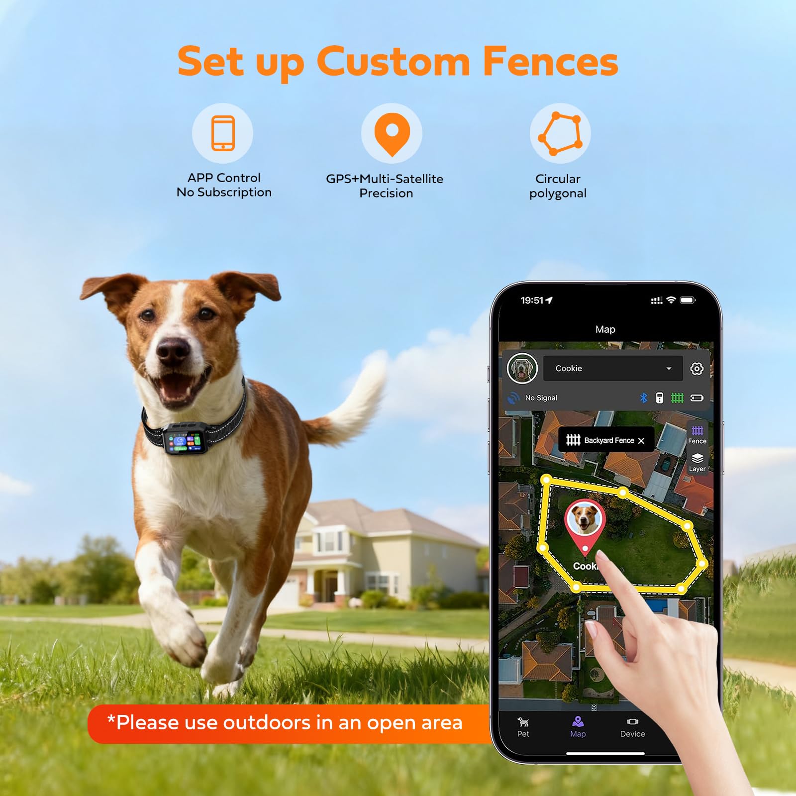GPS Wireless Dog Fence & Training Collar System, Free App/Remote Controlled Custom Boundary up to 7000ft, Beep/Vibration/Safe Correction Modes, Early Alert, Waterproof for Dogs 10+ lbs - image 2