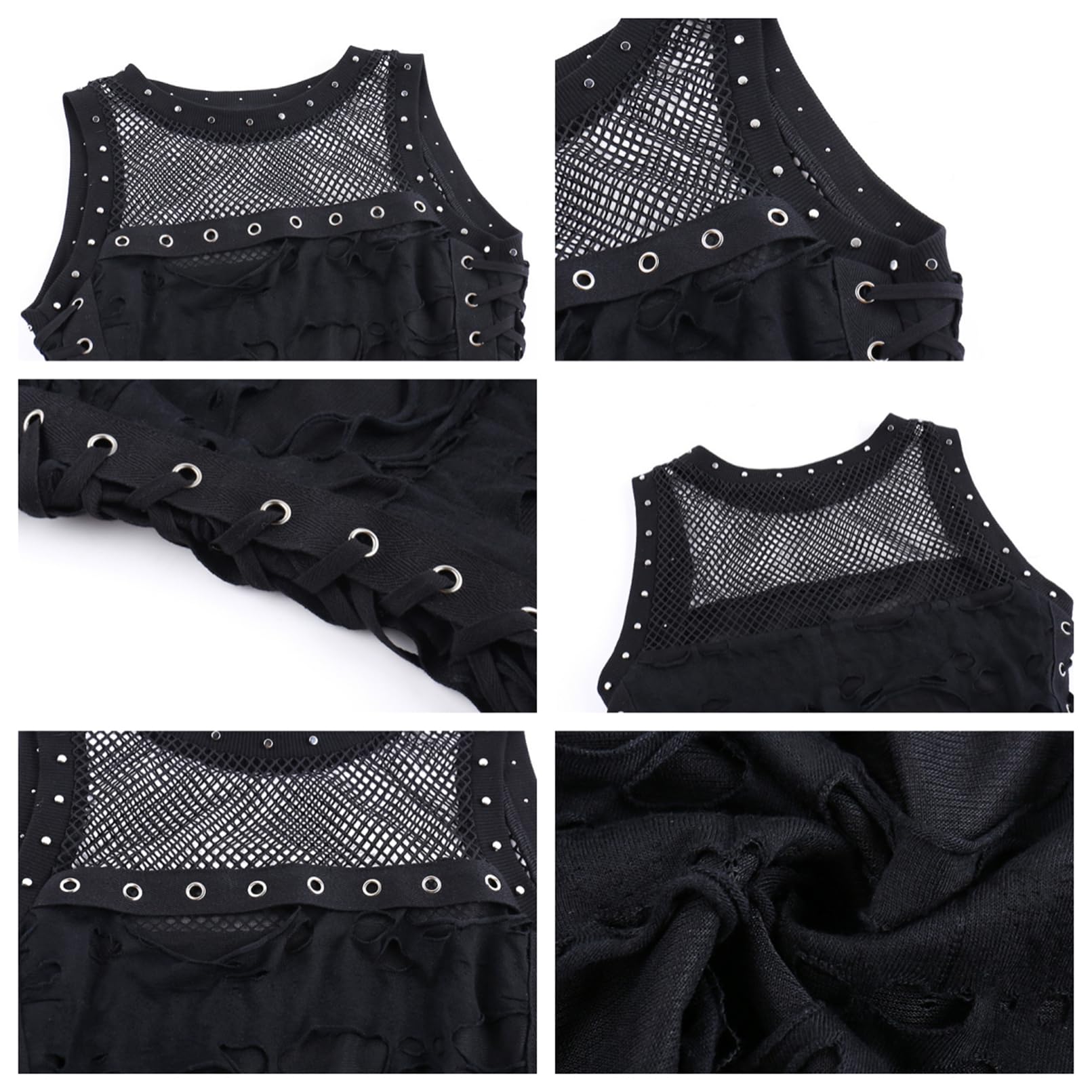 XCJIKUKE Women Gothic Crop Tank Top Y2k Shirt Cropped T-Shirts Halloween Costume: Black 1 Large