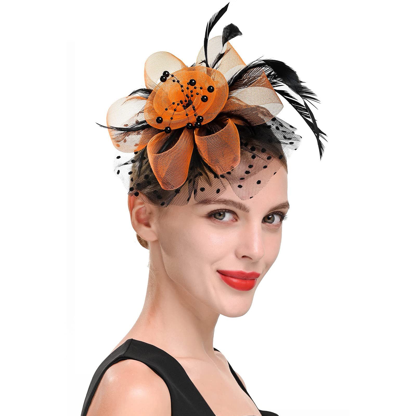 7899 1pc Fascinators Headband With Feather For Women Tea Party Fascinator Fascinators Headband with Feather, Women main image 2
