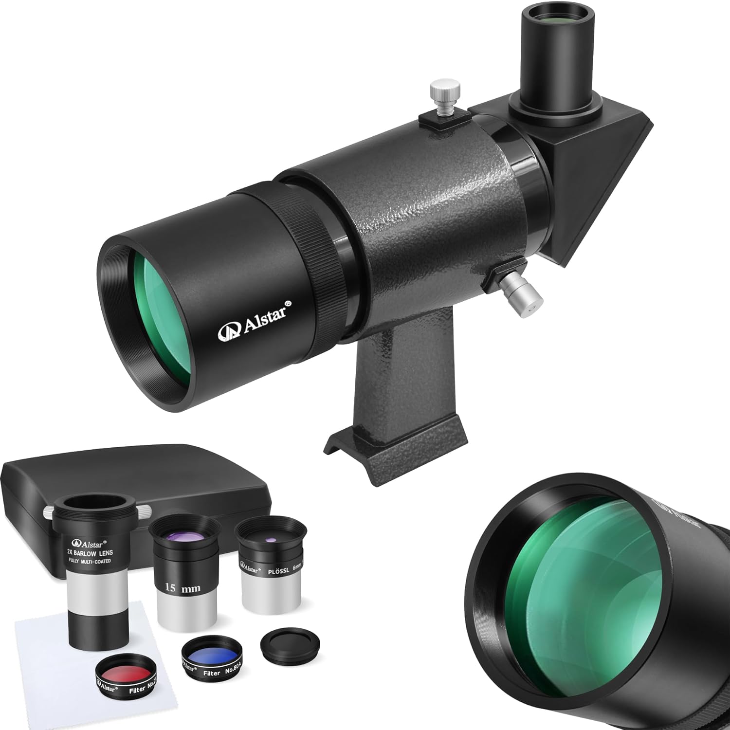 Alstar 8 Piece Eyepiece & Filter Accessory Kit - Bundle with - 9x50 Angled Finder Scope