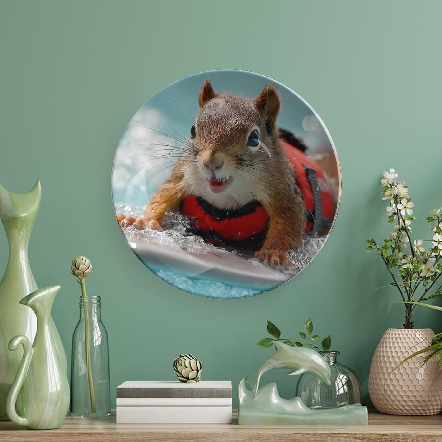 Squirrel Surfing Modern Decorative Plate Ceramic Ornaments 6inch image 5