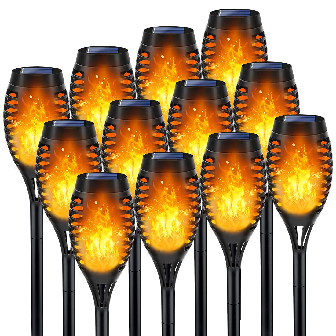 Outdoor Solar Lights - 12Pack Flickering Flame Solar Torches for Yard, Garden and Pathway Decor