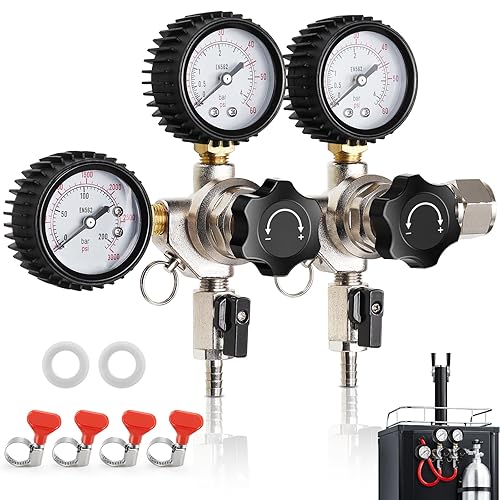 CO2 Regulator for Dual Tap Kegerator Draft Beer Tower Dispenser,