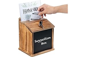 MyGift Rustic Burnt Wood Wall-Mountable Tip Jar With Lock