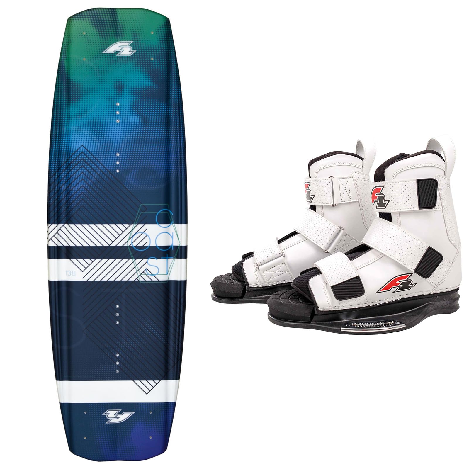 F2 Set Wakeboard Coast Ocean 138cm mit Wakebindung Team Boot L/XL