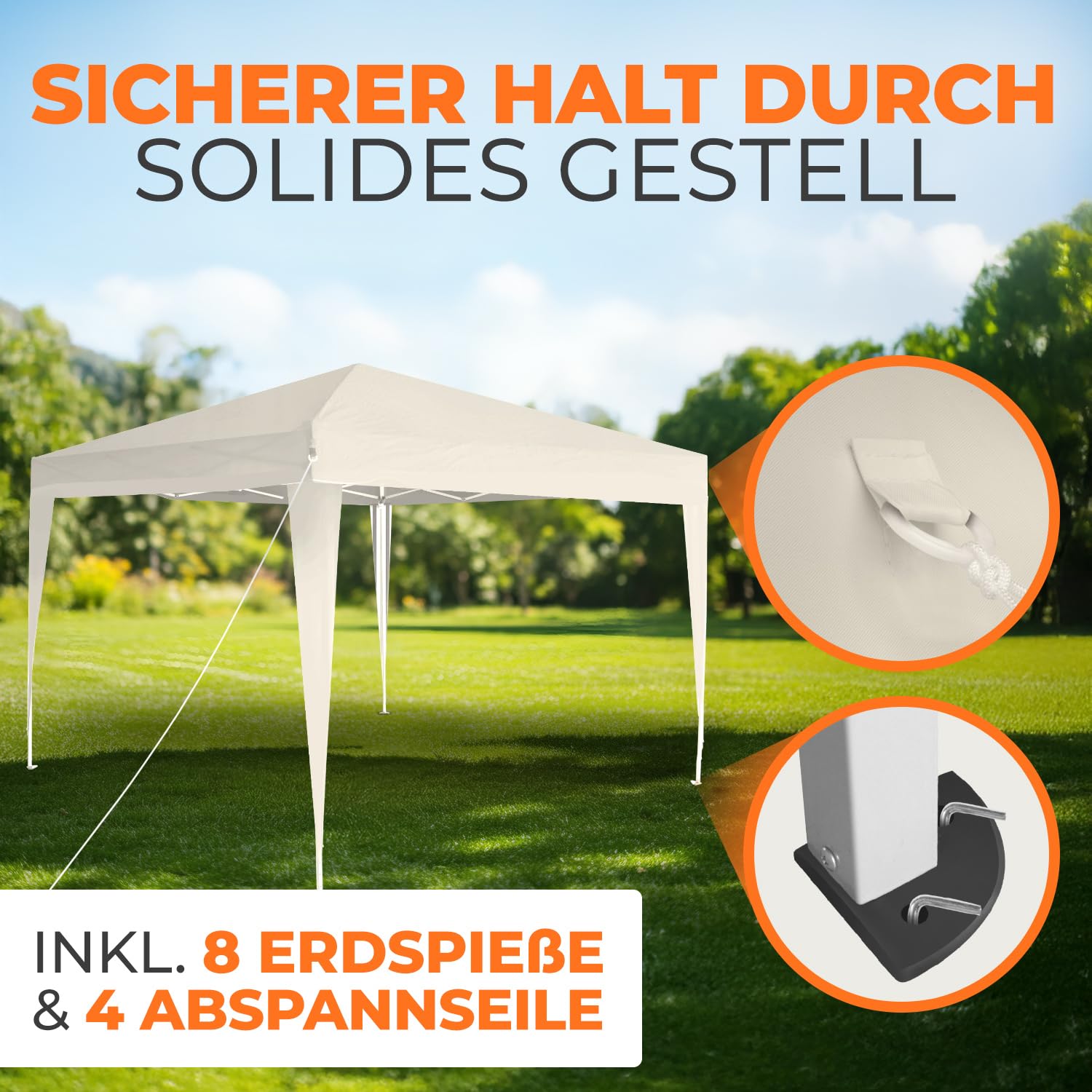 Kronenburg Faltpavillon wasserdicht Dachmaß 3 x 3 m UV Schutz 50+ Pavillon in Champagner